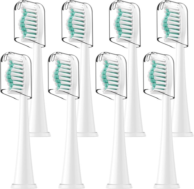 ELFIN Replacement Toothbrush Heads Compatible with Philips Sonicare Click-on Handles, 8 Pack, Dupont Bristles with Protective Cover - Image 1
